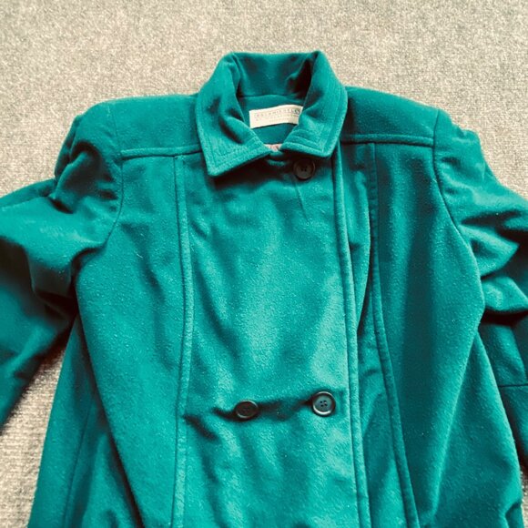 VTG Kashmiracle By Wellington Jacket Women's 9/10 Teal Double-Breasted Coat USA - Picture 7 of 12